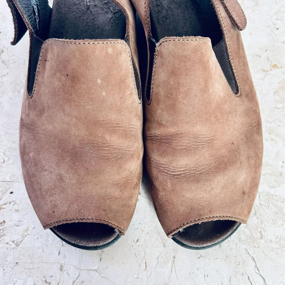 Mephisto Comfort Shoes Euro 41 Brown Nubuck Leather Slides Shoes US 10 10.5